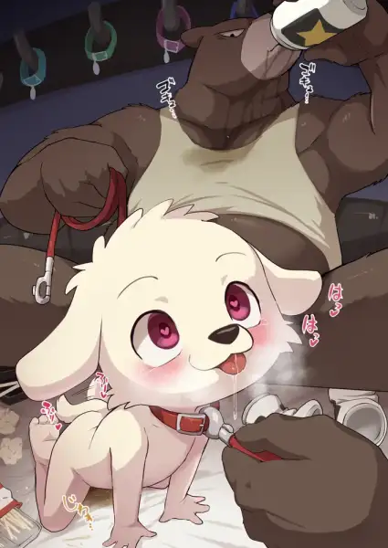 Manmosu_Marimo_-_A_bear_and_his_puppy